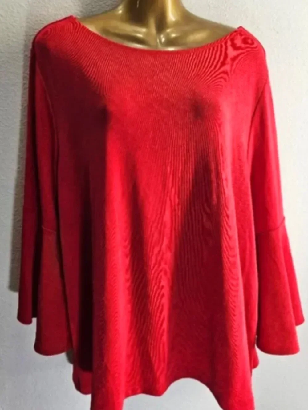 Chico's Travelers Red Flare Sleeve End Top size 3 NWOT
